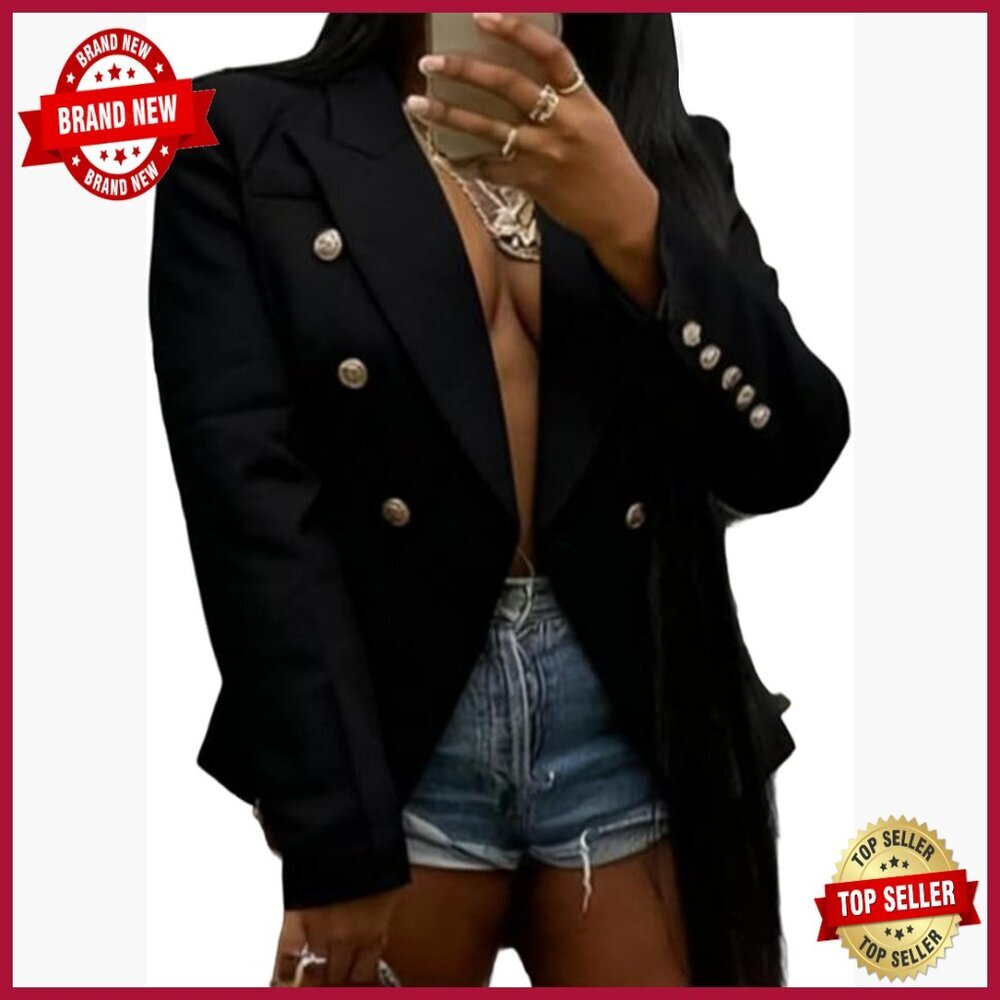 Women's Camo Blazer Jacket Long Sleeve Double Breasted Casual Coat
